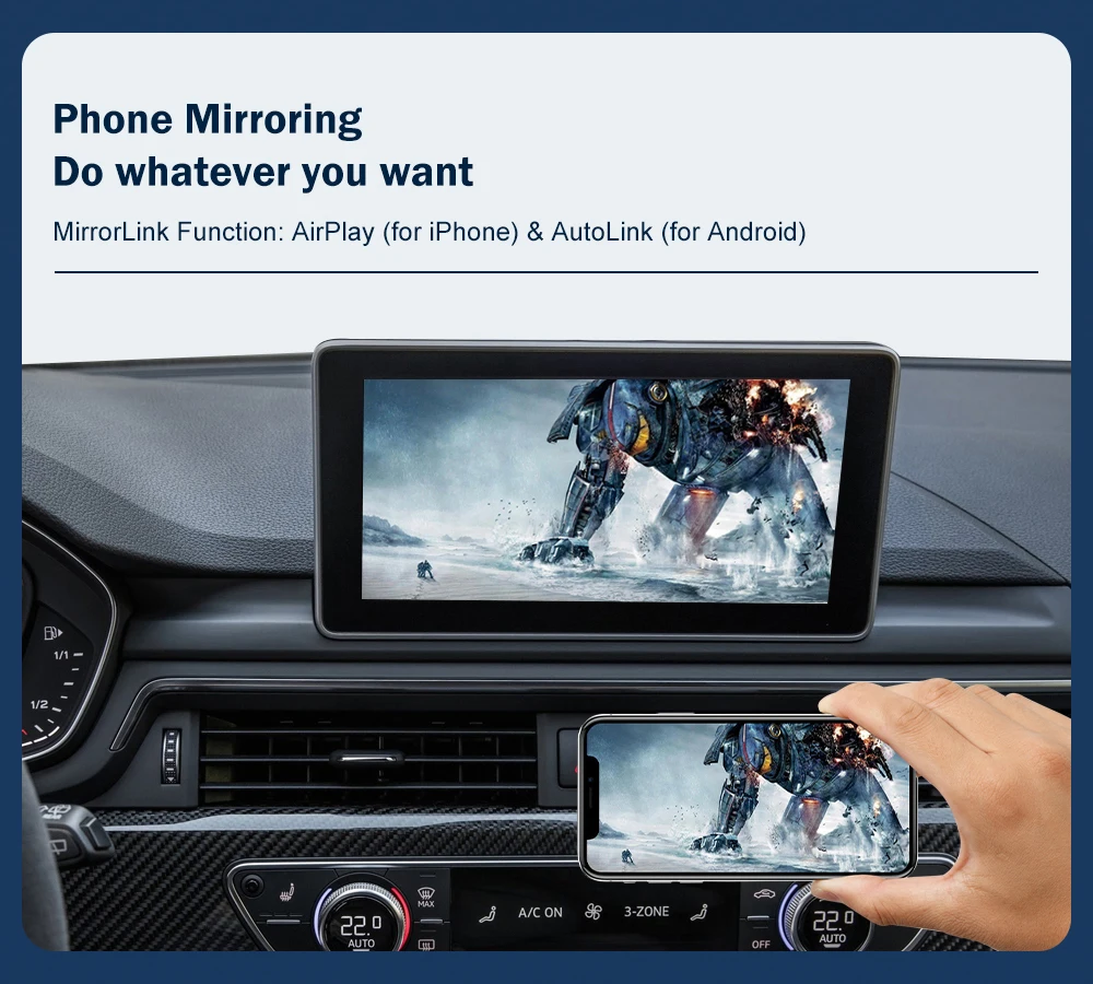 Road Top Wireless CarPlay for Audi A4 B9 A5 Q5 Q7 2016-2019, with Android Auto Interface AirPlay Mirror Link Car Play Functions