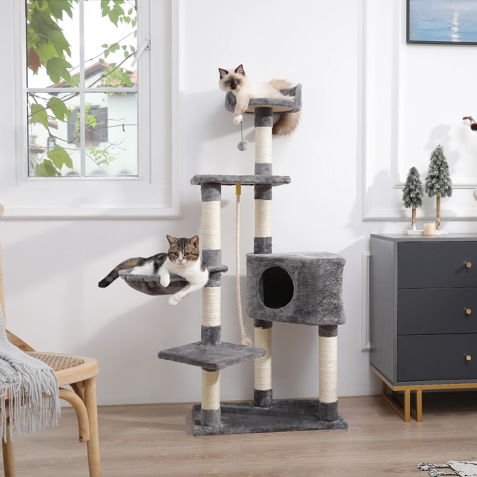 Imagem -02 - Árvore Torre Arranhadora para Gatos Brinquedo para Escalar e Pular Arranhador de Torre para Gatos Brinquedo para Gato Afiar Unhas Árvore de Brinquedo para Animais de Estimação