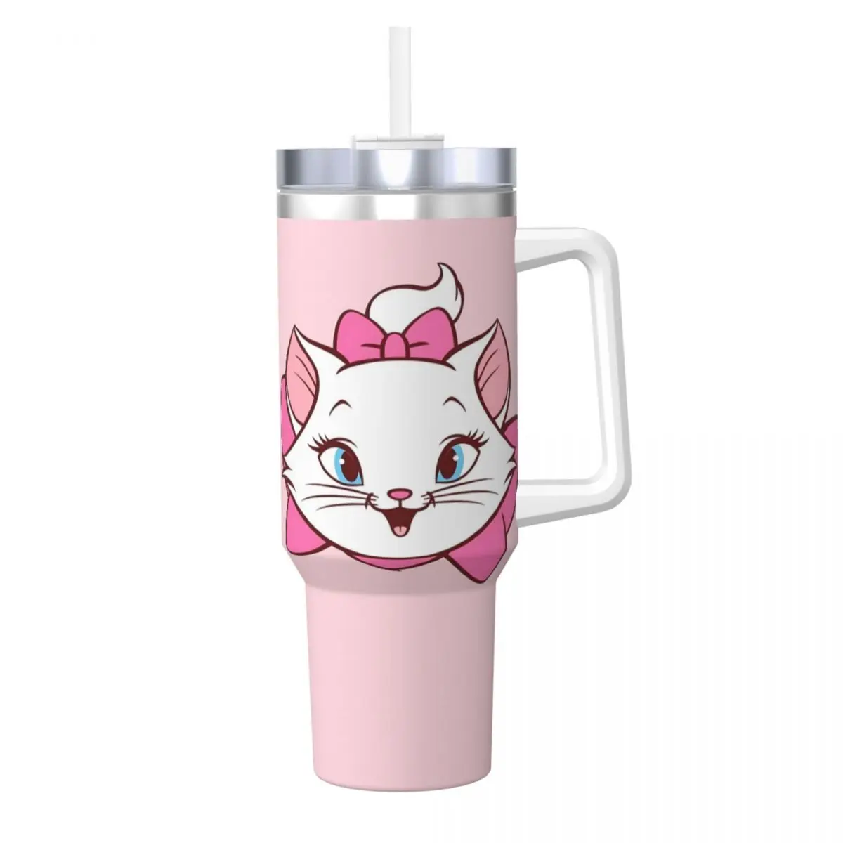 Marie Cat Stainless Steel Tumbler Beach Thermal Cups With Straws and Lid 40oz Car Mugs Hot Drinks Water Bottle