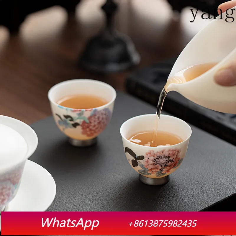 

YJQ ice seed jade porcelain teacup household ceramic kung fu tea set single cup gift box