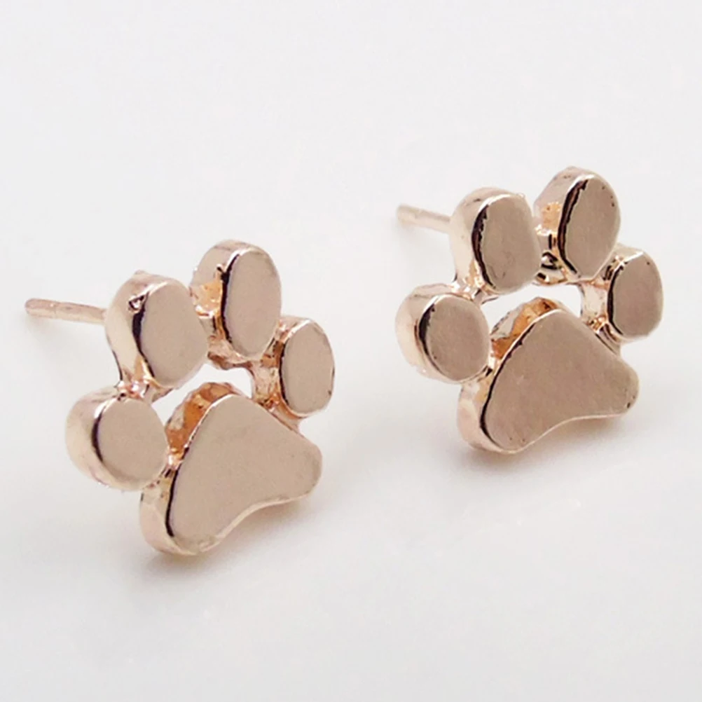 

Women'S Cute Ear Studs Dog Cat Paw Earrings Light Durable Jewelry For Party Wedding Gift Rose Golden Color