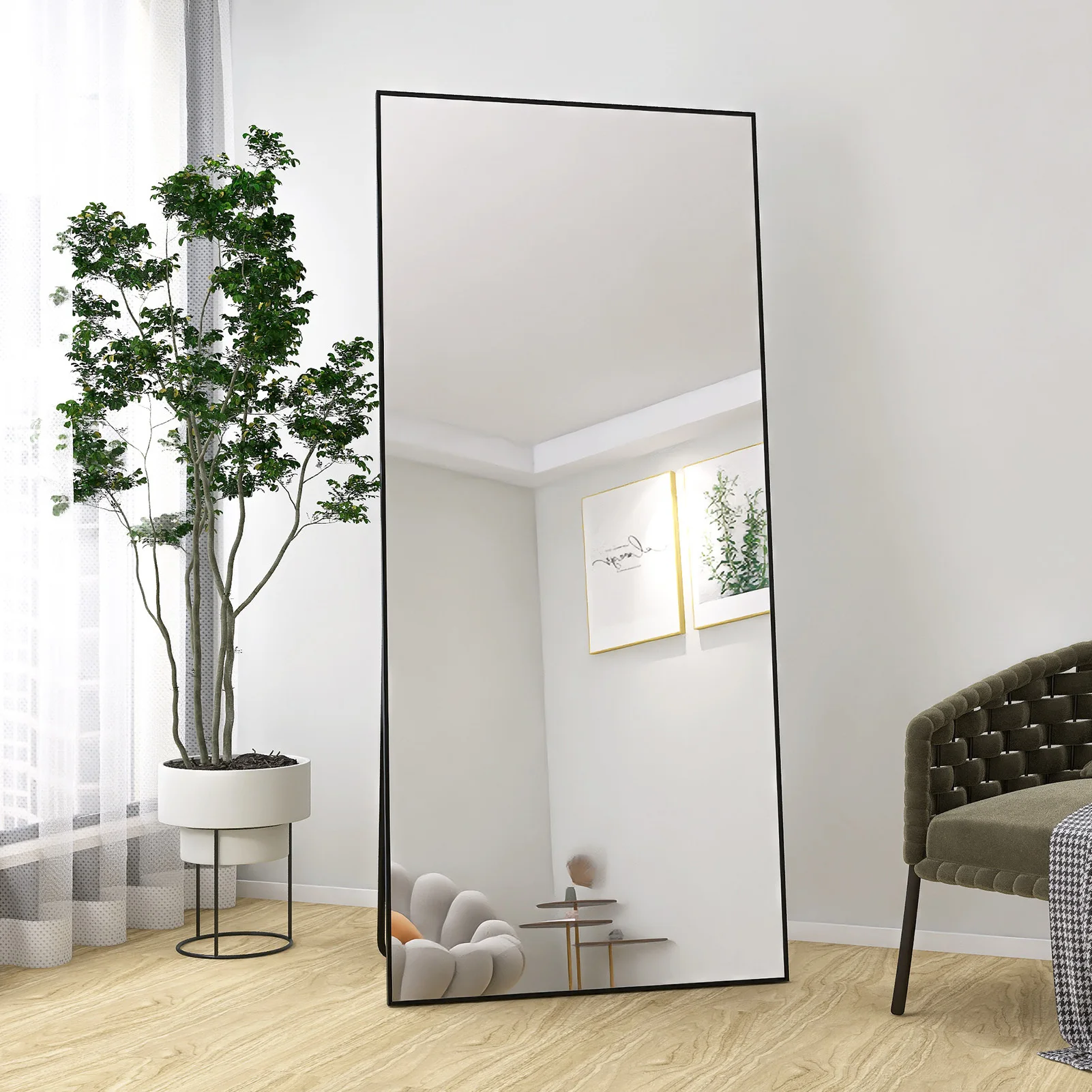 180x80cm Rectangular Wall Mirror Large Full-Length Standing Mirror, Long Floor Mirror, Aluminum Alloy Framed For The Bedroom