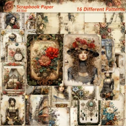 JAIIMAN 16sheets A5 Vintage Victorian Lady DIY Large Size Decoration Paper,Perfect for Journal Supplies,Scrapbook