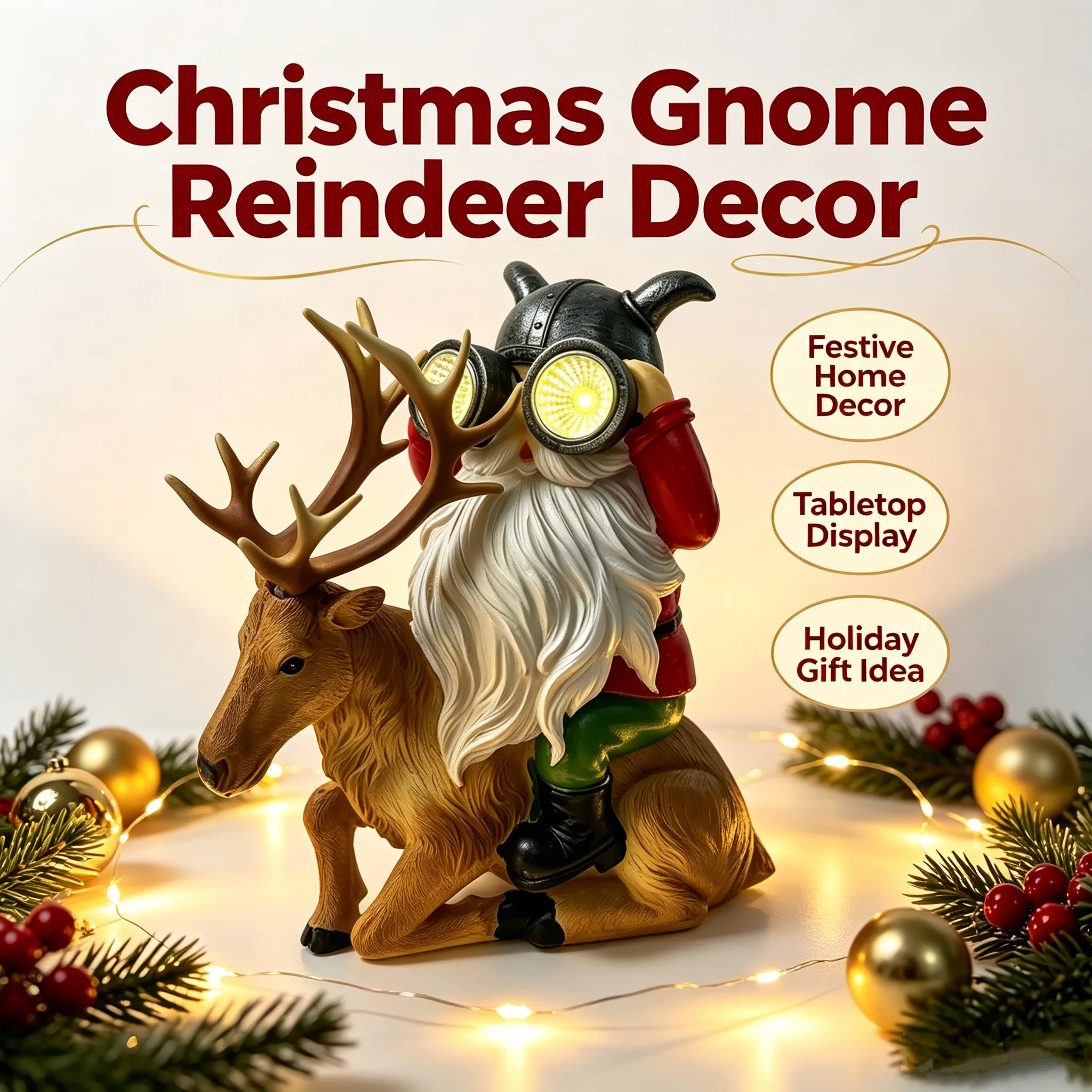 Solar Resin Santa Claus Riding Reindeer Statue LED Home Courtyard Decoration Christmas Atmosphere Gift Outdoor Festive Ornament