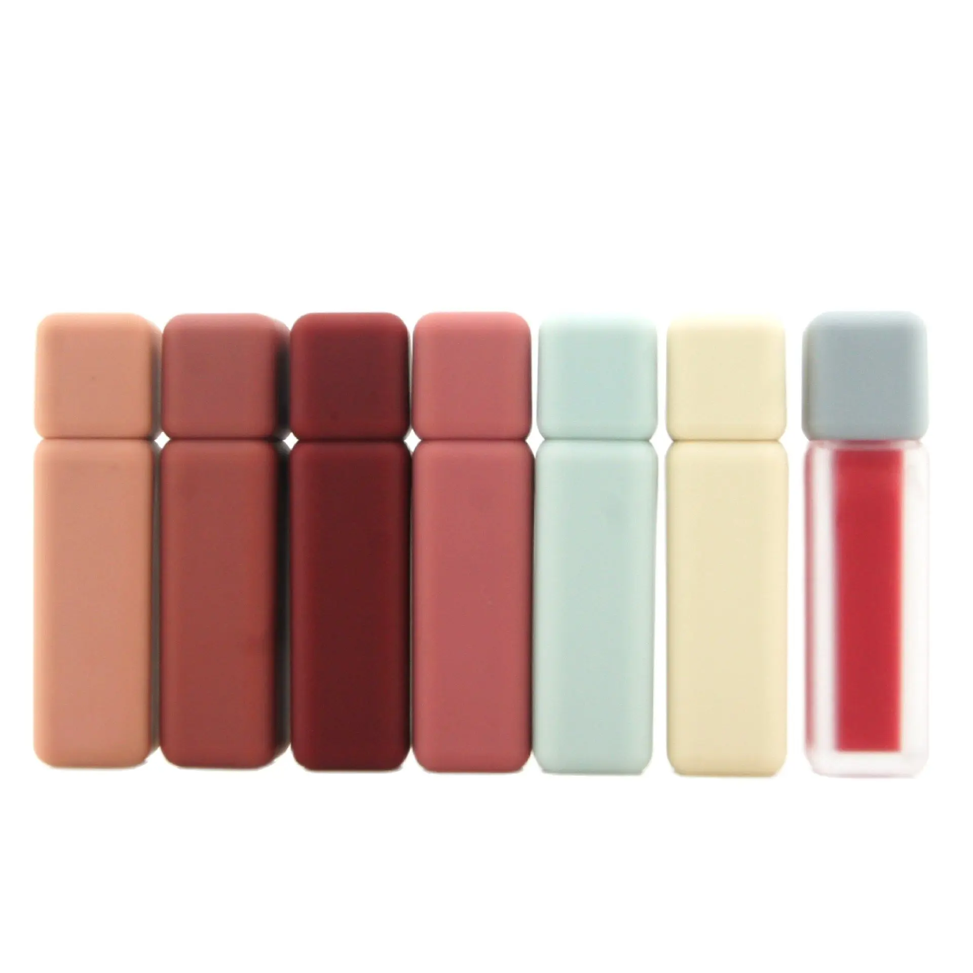 

25pcs Empty Lip Gloss Tubes 5ML Square Colorful Rubber Cosmetic Packaging Refillable Makeup Lip Glaze Tubes Lipgloss Container