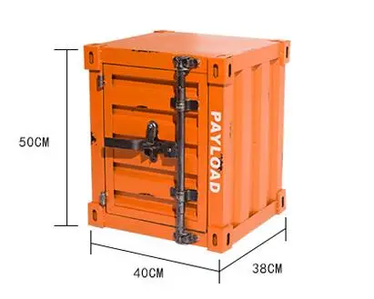 Nightstand Safe Box Home Hotel Bedroom Furniture Retro Container Iron Bedside Table with Lock Storage Drawer Metal Bed Cabinet