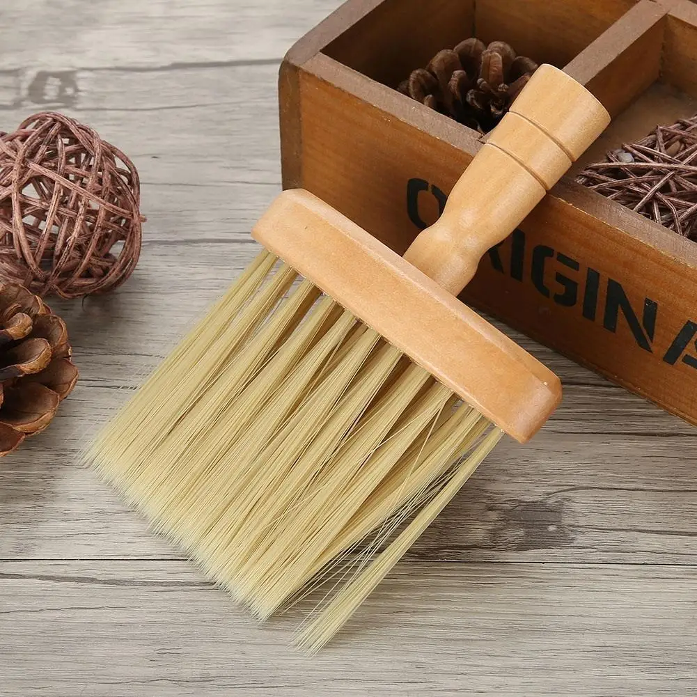 1pc Soft Hair Dust Brush - Wooden Salon Tool for Neck & Face Cleaning, Hairdressing & Haircuts