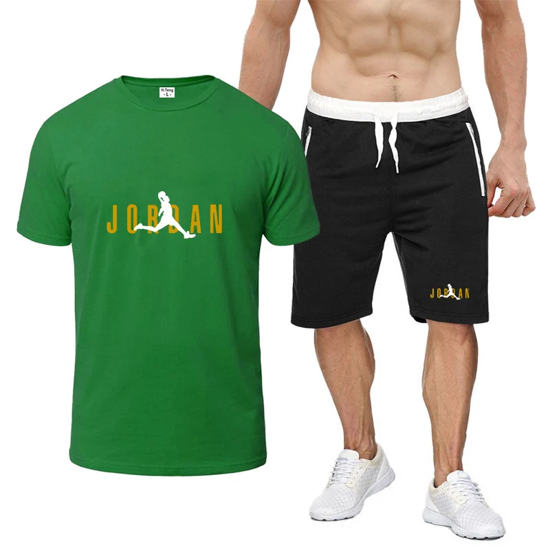 

2026 Summer Basketball sportswear Print Men's New Eight Color Short-sleeved Set Casual Top Comfortable Shorts Suit