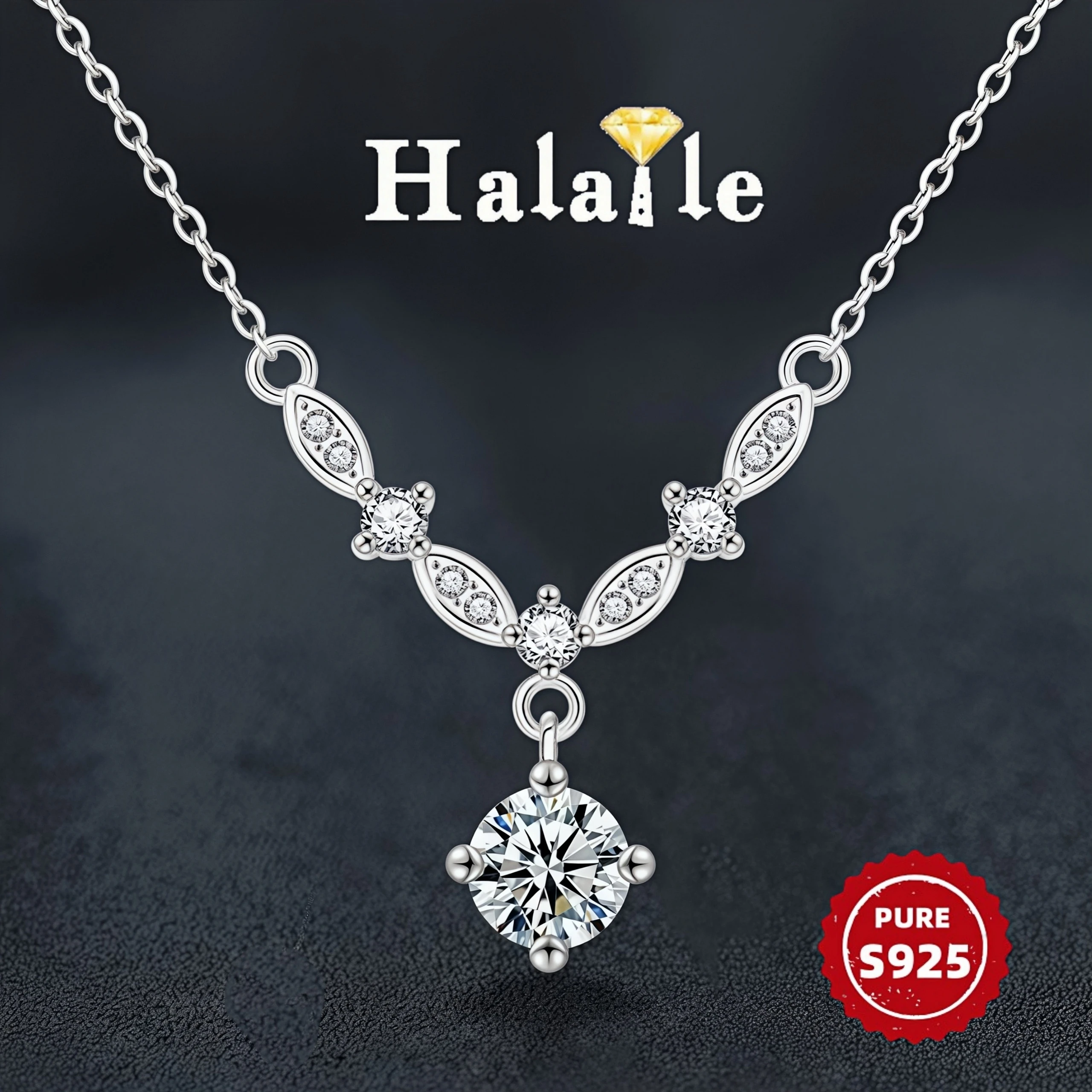 

Halaile 1CT 6,5 мм кулон из муассанита/циркона, ожерелье с ключицей, стерлинговое серебро 925 пробы для влюбленных, сверкающие ювелирные изделия для помолвки