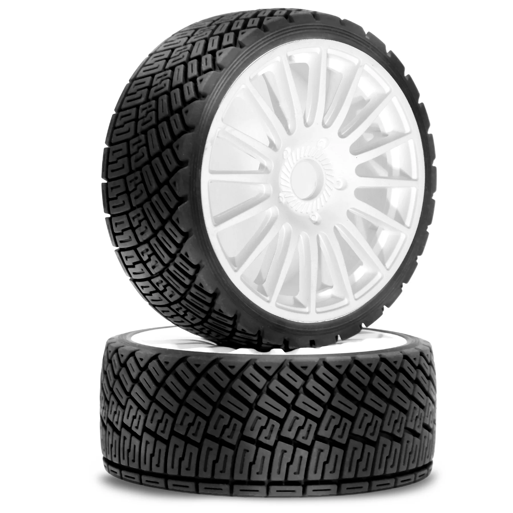 4 個 1/8 RC オンロードカータイヤとホイール 17 ミリメートル六角ゴムラリータイヤ外径 HPI WR8 HSP Hobao ARRMA Redcat Losi Kyosho VRX 用