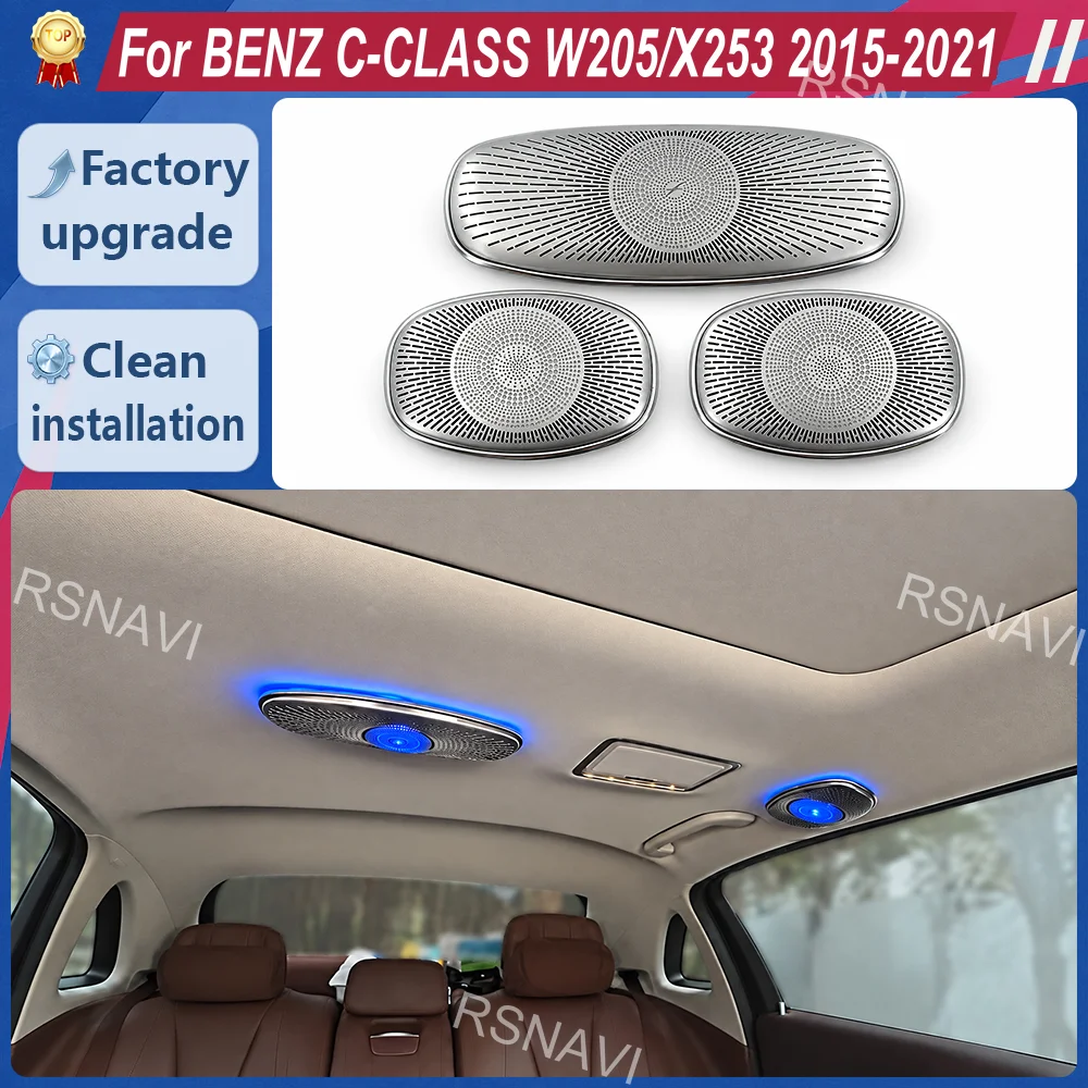 3-Piece Rear Roof Ambient Lighting Kit for Mercedes-Benz C-Class W205 GLC X253 2015-2021 Vehicle Interior Overhead Trim Retrofit