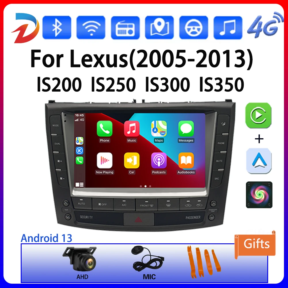 9 "أندرويد Carplay مشغل فيديو السيارة الوسائط المتعددة شاشة ستيريو لكزس IS200 IS250 IS300 IS350 #1