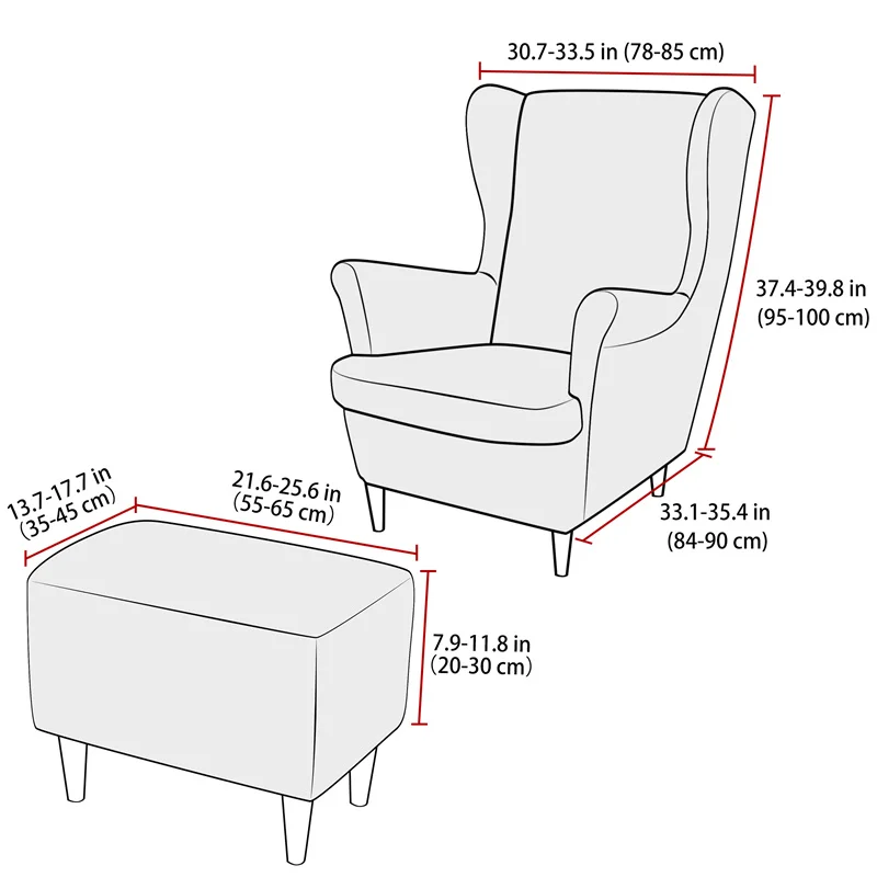 Stretch Jacquard Wing Chair Cover High Back Armchair Covers Non Slip Single Sofa Slipcovers with Seat Cushion Covers Removable