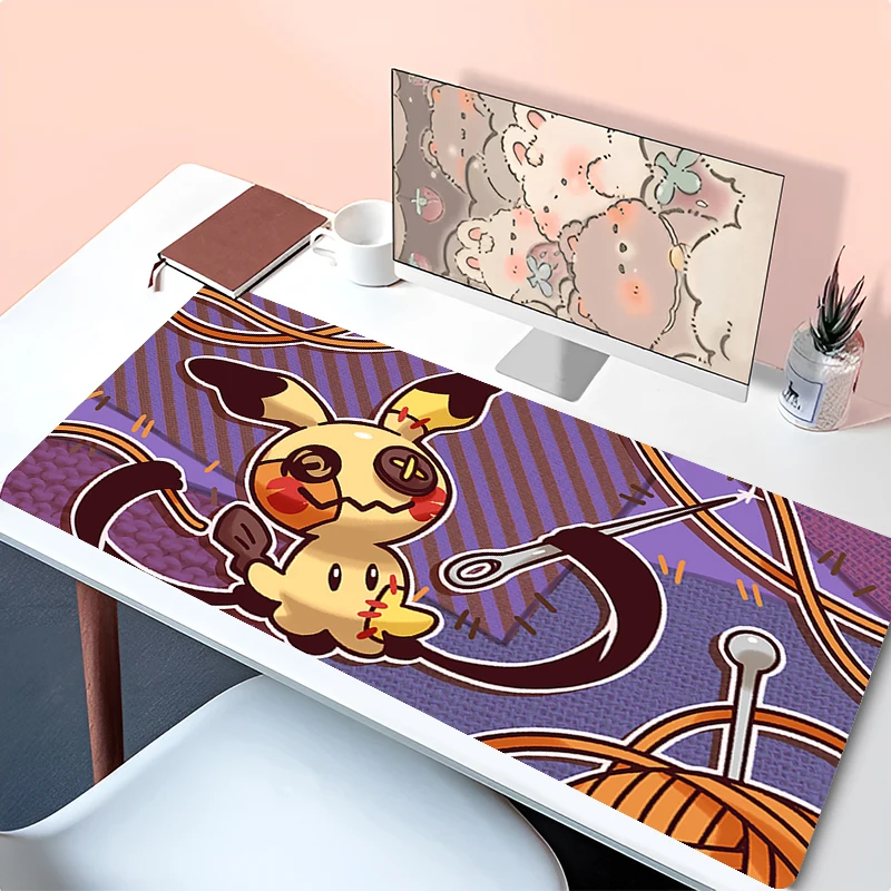 

Large Gaming Mouse Pad P-Pokemon Mimikyu Computer Gaming Locking Edge MousePad Keyboardpad Girl Style Non-Slip Desk Mat