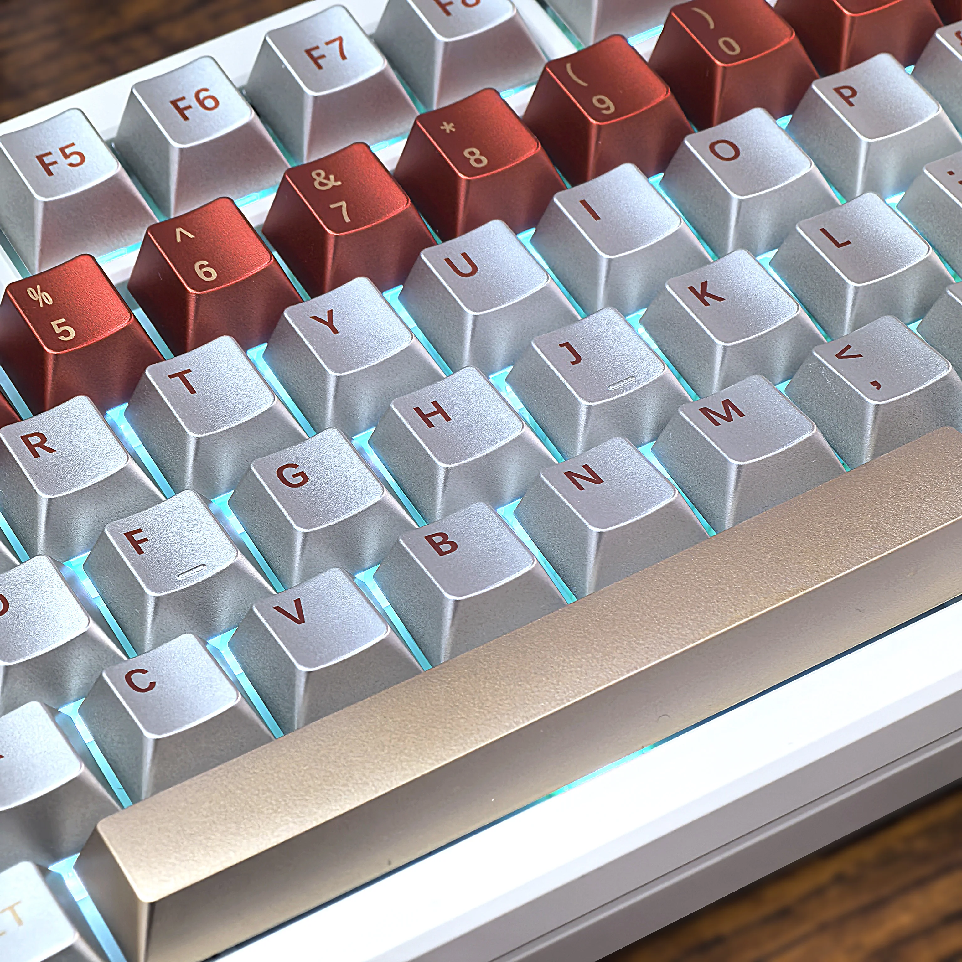 

Keycap Retro Silver Machine Imitation Metal Texture Metal Pearl Game Console Cherry Pbt Red White Keycap For Aula F75 115 Keys