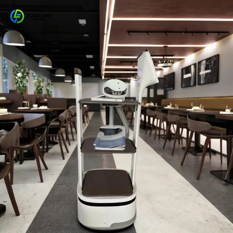 Self-Charging Autonomous Catering Robot Stable Multi-Layer Storage Trays Intelligent Delivery Machine For Restaurant