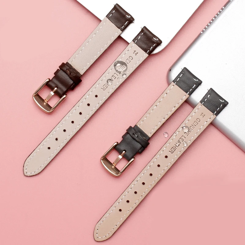 Genuine Leather Watchband for Casio Citizen Fossil Plain Watch Strap Folli Ladies Bracelet Blue Pink Brown 14mm 16mm 18mm 20mm