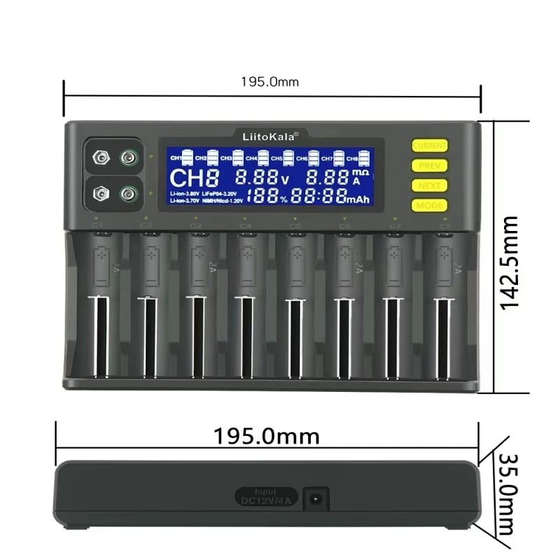 LiitoKala Lii-S8 Double slot 18650 Battery Charger 1.2V 3.7V 3.2V AA/AAA 26650 21700 NiMH 9V