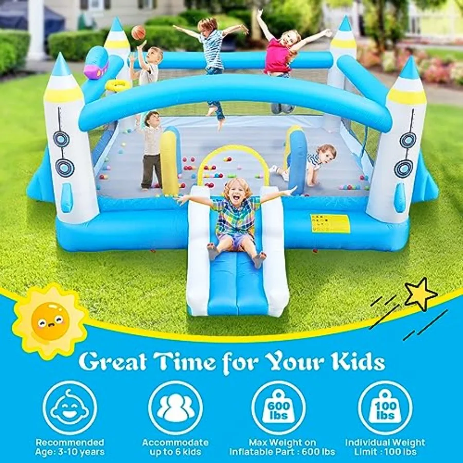 16.5x15FT Inflatable Bounce House Big Bouncy Castle with Water Slide for 310 Multifunctional Jump'n Bouncer House Family with A