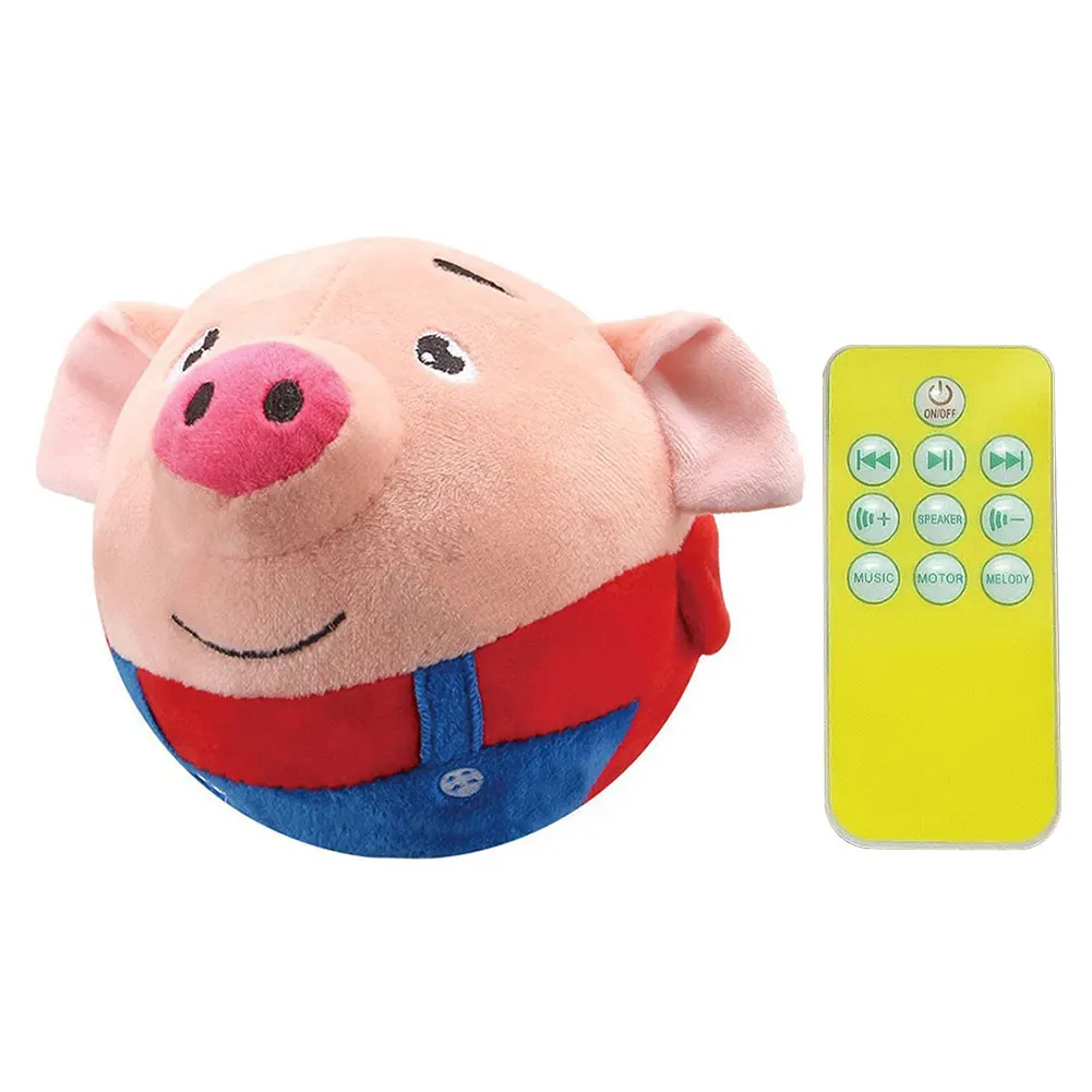Cartoon-Schwein, aktives bewegliches Haustier, Plüschtier, waschbar, interaktives Hundespielzeug, wiederaufladbar, hüpfende USB-Bälle für Hunde und Katzen