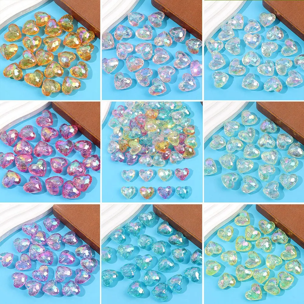 4/14/24 قطعة خرز على شكل قلب متعدد الألوان ، أساور يدوية قلائد أقراط ، إكسسوارات تزيين حفلات عيد الحب والعطلات #1