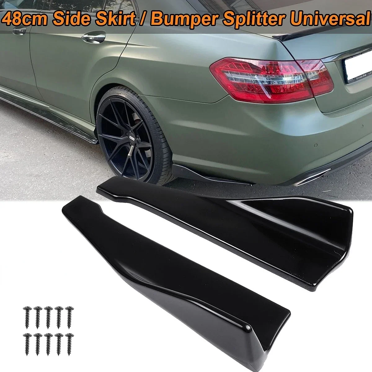 48cm Side Skirt Extension Rear Bumper Canard Splitter Universal For W205 W204 W203 W211 W212 W213 W117 C117 W176 Car Accessories