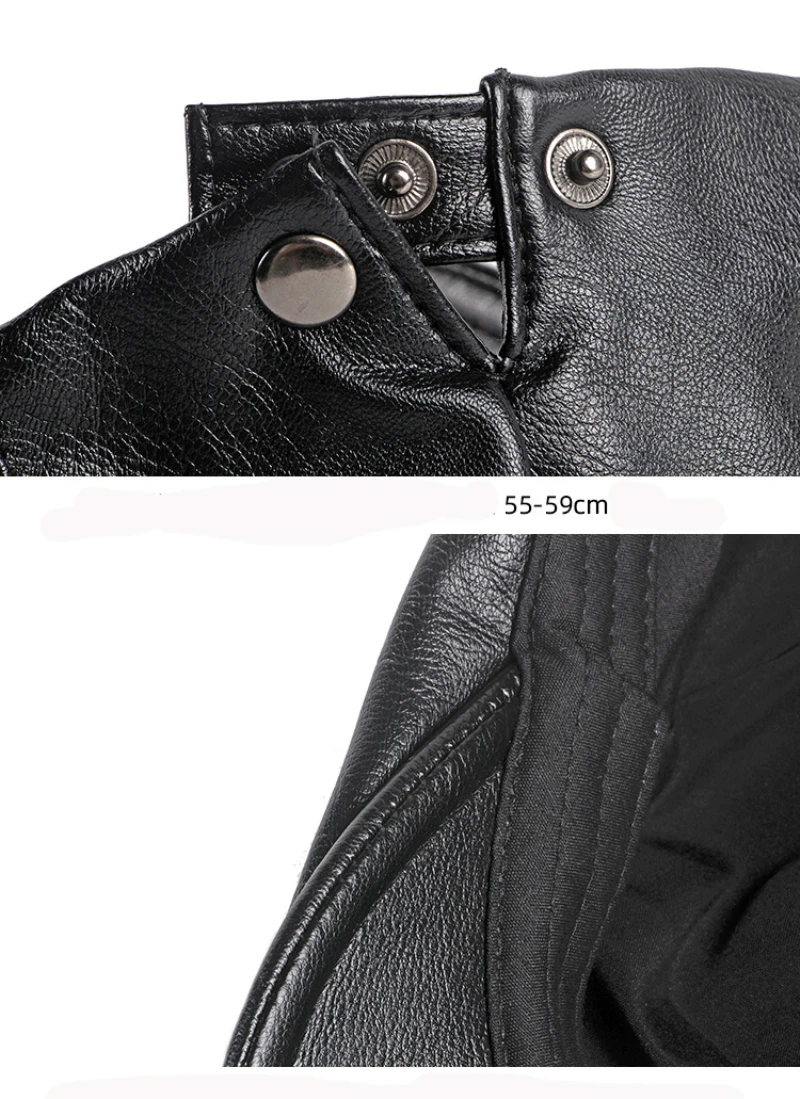 HT4602 Herren- und Damen-Baskenmütze, Vintage-Künstler-Malermütze aus PU-Leder, Einfarbige Ivy-Flachmütze, Neue Baskenmütze für Frühling, Herbst und Winter – Detail 12