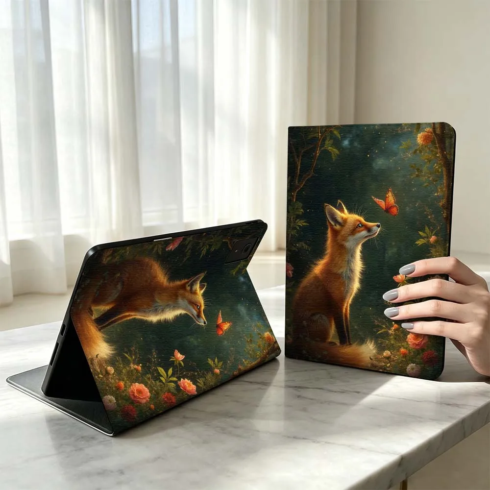 For Xiaomi Poco Redmi Pad 8 2 4 C1 6 6S 7 7S SE 9.7 14 11 11.2 Inch Pen Tray Tablet Case Cute Fox Creative Pattern Fashion