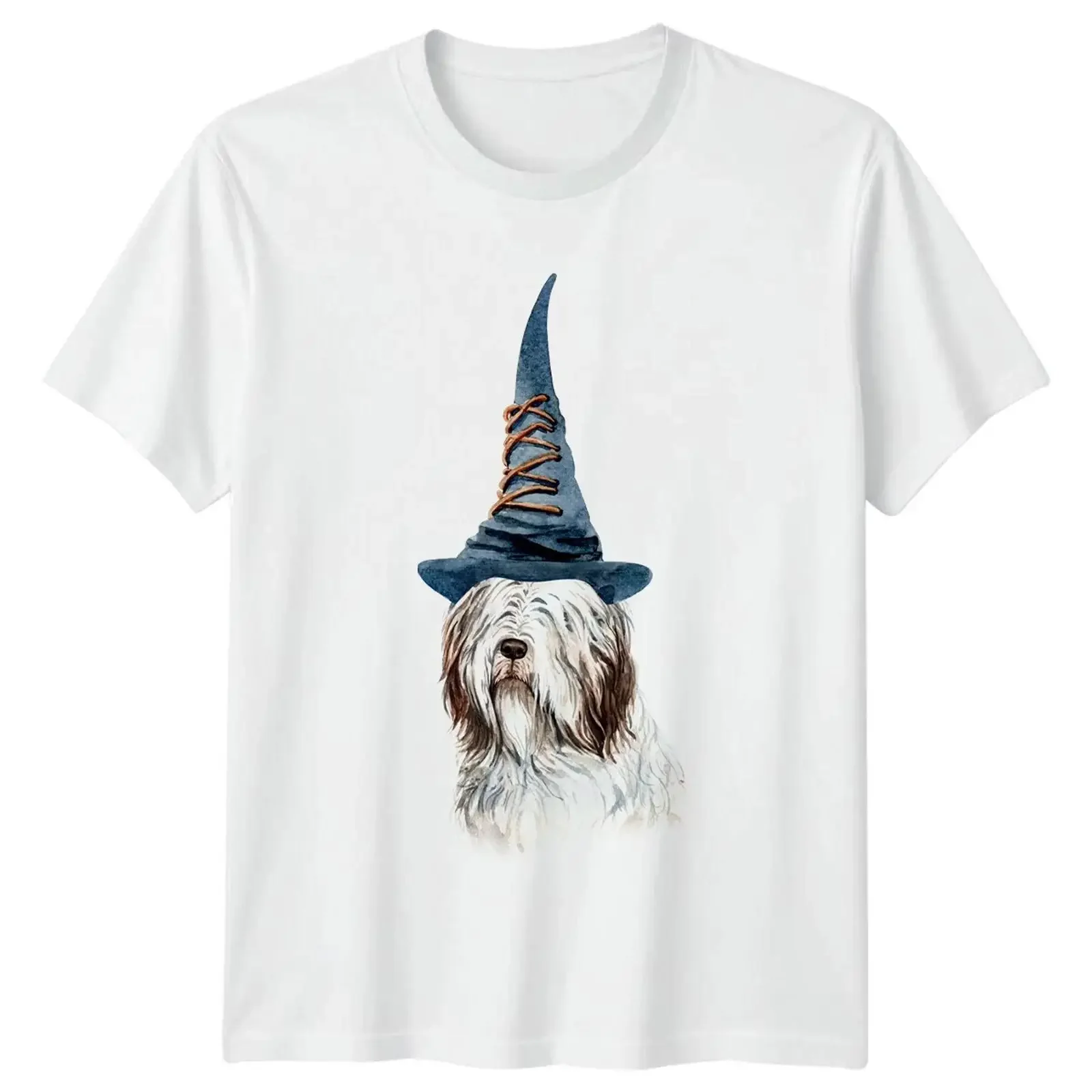 Zauberer Hund Herren T Shirt süß Halloween Haustier Grafik vintage Washed Top For Everyday Wear Unisex Soft Breathable