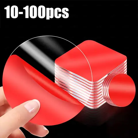 Tampons de ruban adhésif Double face en acrylique Transparent, 10 à 100 pièces, autocollants auto-adhésifs Super résistants, imperméables, sans Trace, pour voiture et maison