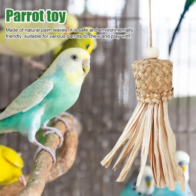 Bird Swing Toy Palm Leaf Cage Gnawing Toy Nibble Design Multi-Purpose Bird Accessories For Parakeets Medium Parrots Lovebirds