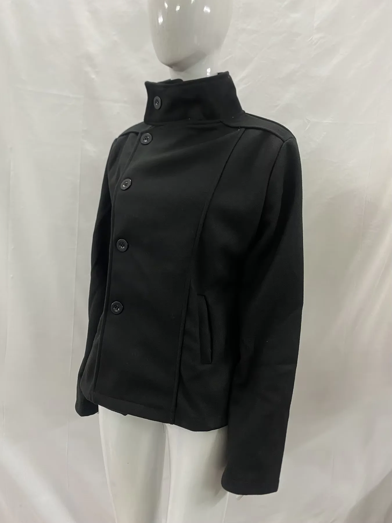 Herbst und Winter Neue Koreanische 2000er College-Style Dicke Stehkragen-Kurzjacke mit Diagonalen Knöpfen und Kapuze – Detail 10