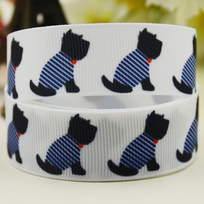 22mm 25mm 38mm 75mm dog pattern cartoon printed Grosgrain Ribbon party decoration 10 Yards satin ribbons