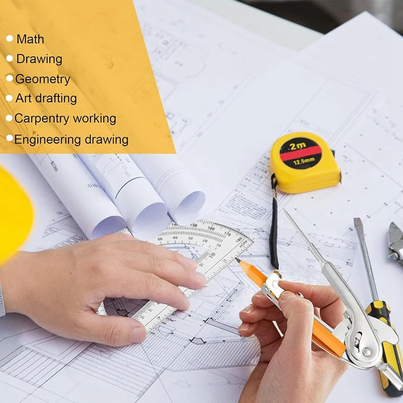 20 Sets Student Protractor And Compass Set - Student Geometry Math Set - With Pencil Compass, 180 Degree Math Protractor