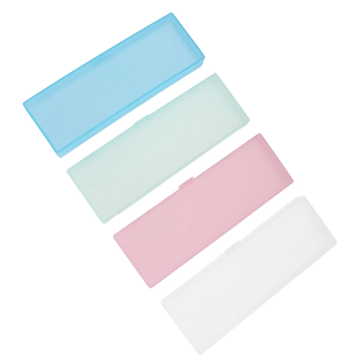 4 قطع صندوق أقلام رصاص للطلاب، حقيبة تخزين شفافة بلوري، حامل أقلام متوسط الحجم للمدرسة والمكتب باللون الأبيض والوردي والأزرق والأخضر