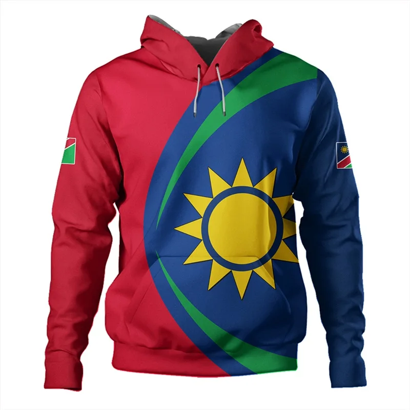 Africa Country Namibia Flag Pattern Sweatshirts Casual Plus Size Flag Map Dashiki Hoodie For Men Clothing National Emblem Coat