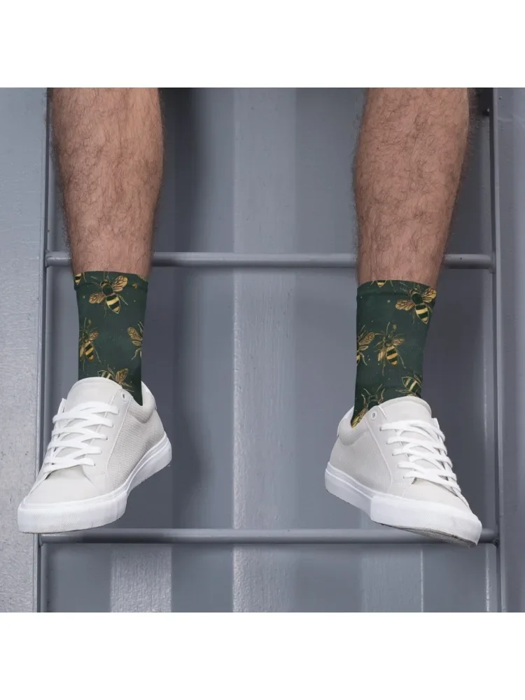 Nouveauté Harajuku abeille heureuse chaussettes rétro décontracté confortable mode hommes chaussettes doux respirant antidérapant chaussettes cadeau amusant