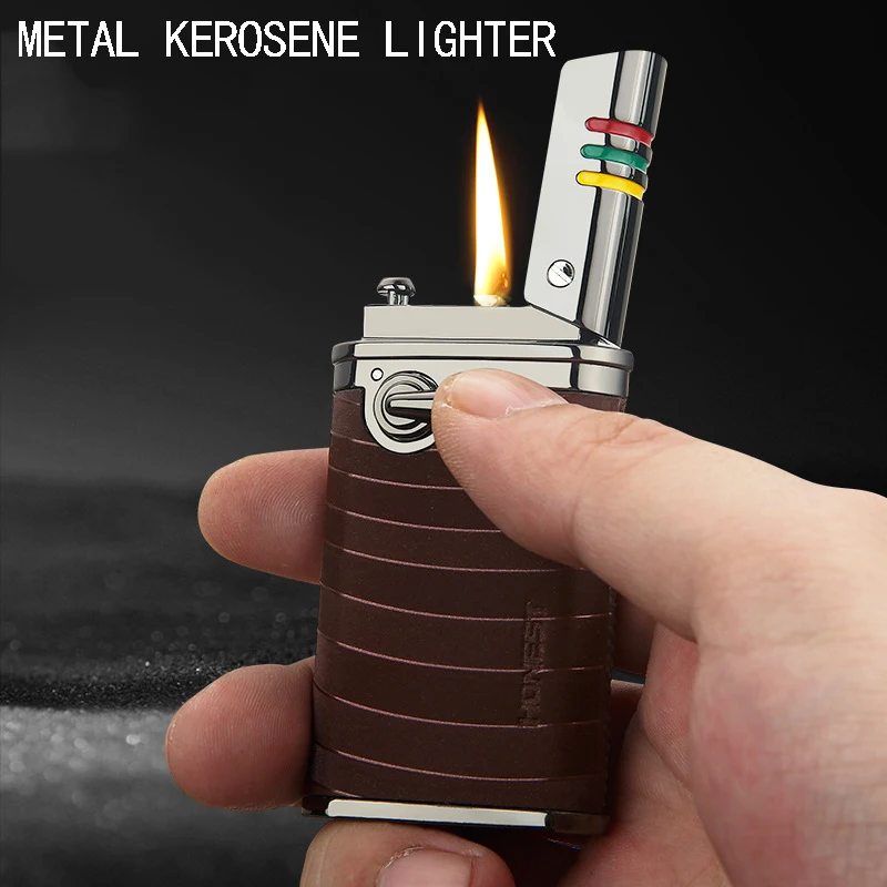 Jiufeng No.1 Skin Mounted Rocker Lighter Metal Kerosene Retro Ejection Grinding Wheel Lighter Tiktok Source