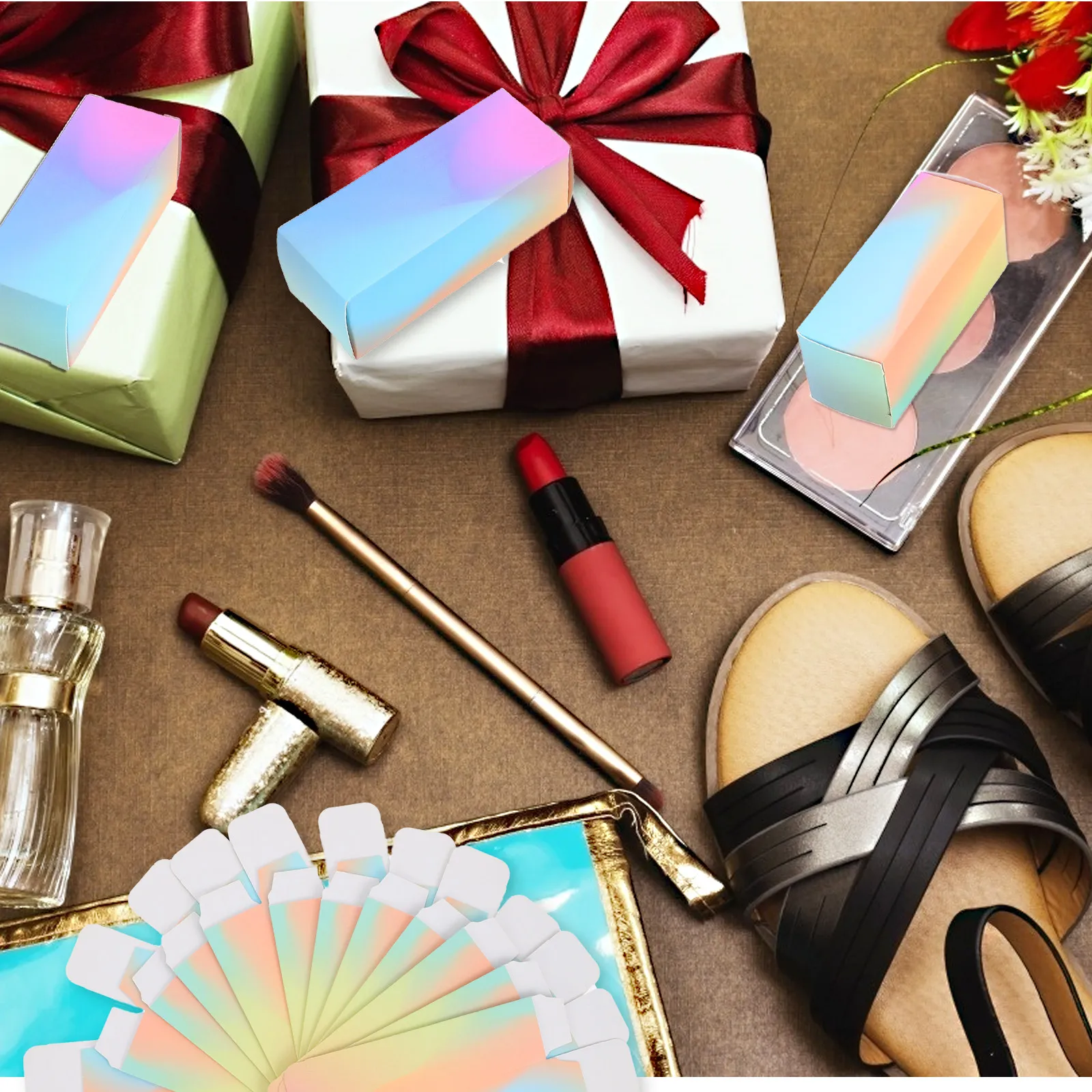 Caja de embalaje vacía para lápiz labial, contenedor de almacenamiento de brillo labial de papel resistente, diseño sencillo y elegante, regalo portátil, 100 Uds.