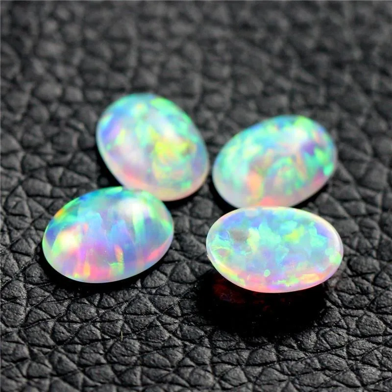 Pretty Opal Loose Gems 10×14mm Natural Oval Shape Flat Base Cabochon Opal Stones Precious Gems Beads For Jewelry Making