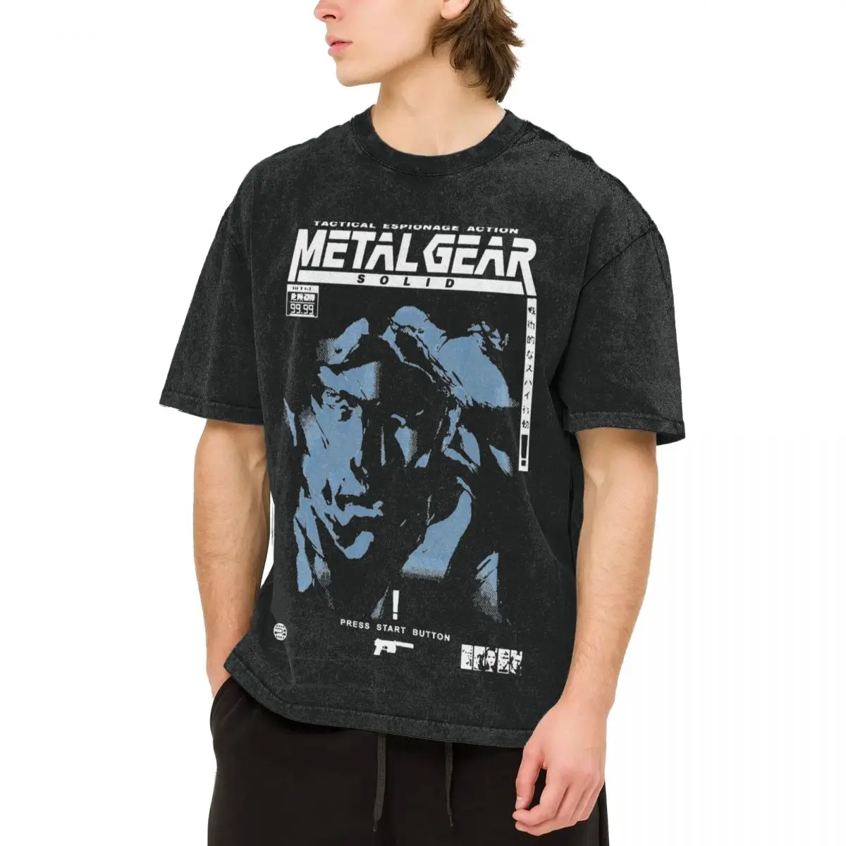 Metal Gear Solid 3 Snake Eater Washed T Shirt Man Game Retro Cotton T Shirts Summer Round Neck Fashion Tees Big Size Clothing