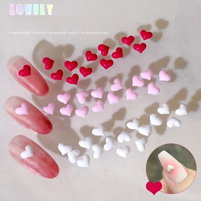 500Pcs Macaron-Colored Heart Nail Charms – Candy-Toned Resin Nail Art Accessories for a Sweet and Vibrant Manicure Look
