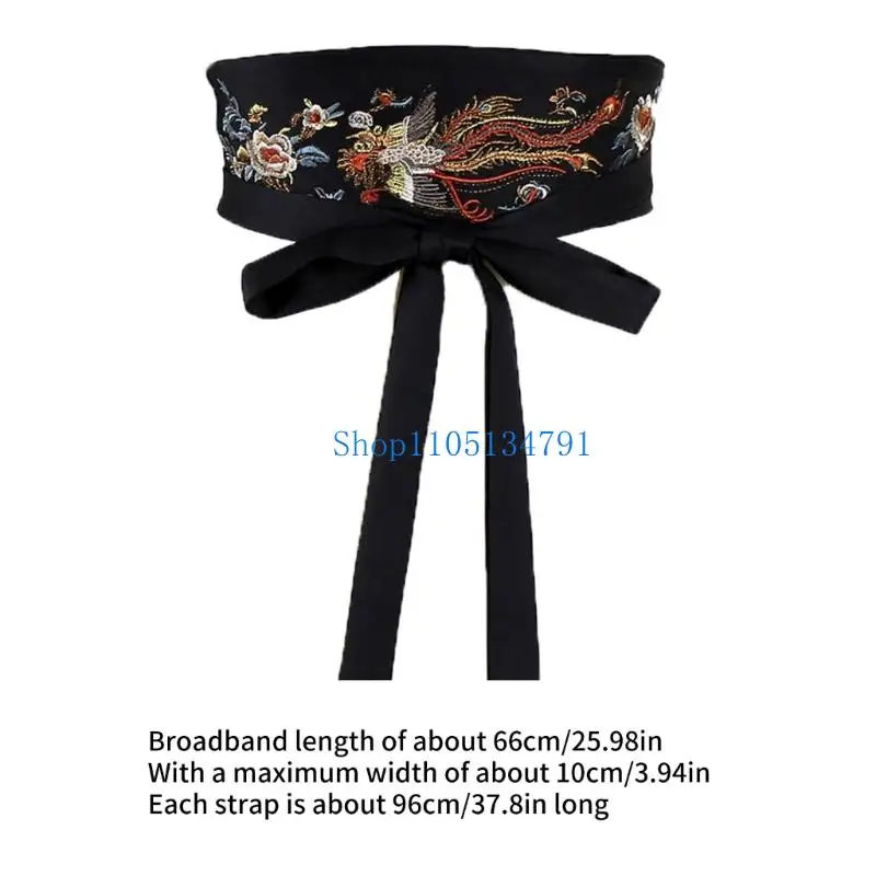 حزام خصر تقليدي واسع بطول 98 كم للنساء، تصميم مطرز، حزام من القماش الناعم، إكسسوار أزياء للمناسبات الثقافية