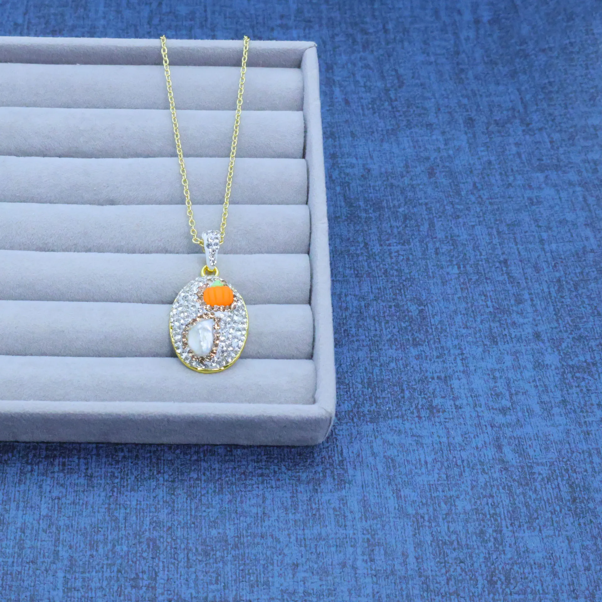 DIY accessories Simple niche design sense natural pearl dopamine pumpkin design inlaid versatile three-piece jewelry