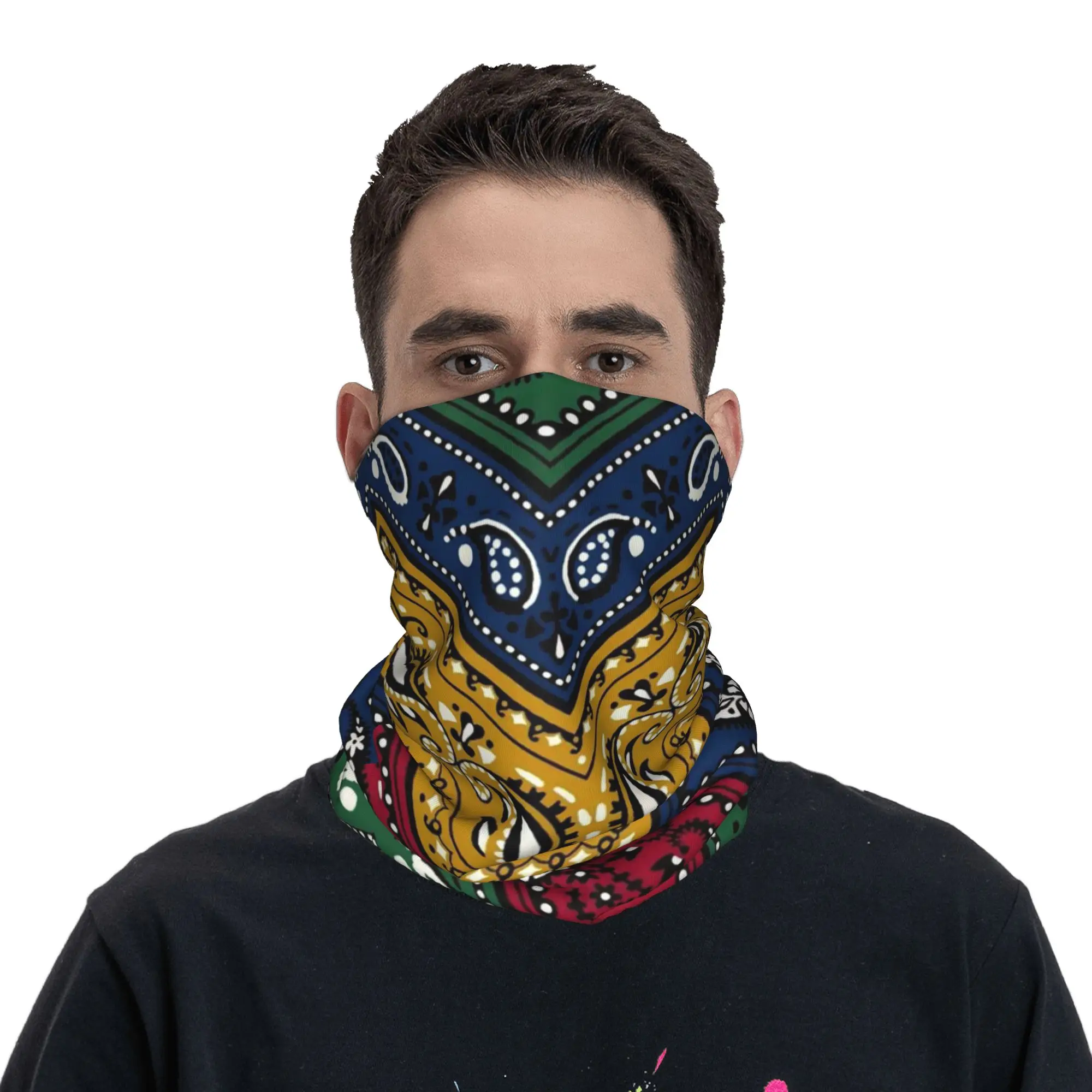 African Rasta Jamaican Colors Bandana Neck Cover Printed Wrap Scarf Balaclava Outdoor Sports Unisex Adult Breathable