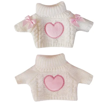 20cm Baumwolle Puppe Kleidung süße Tops rosa Herz hohen Kragen Strick pullover für Exo Idol Puppen Zubehör Plüschtiere Kleidung