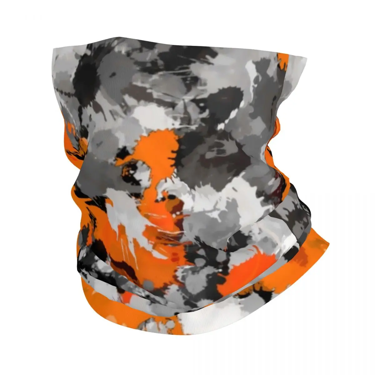 Orange Grey Paint Splatter Bandana Neck Cover Printed Camo Balaclavas Mask Scarf Multifunctional Headwear Riding Unisex Adult