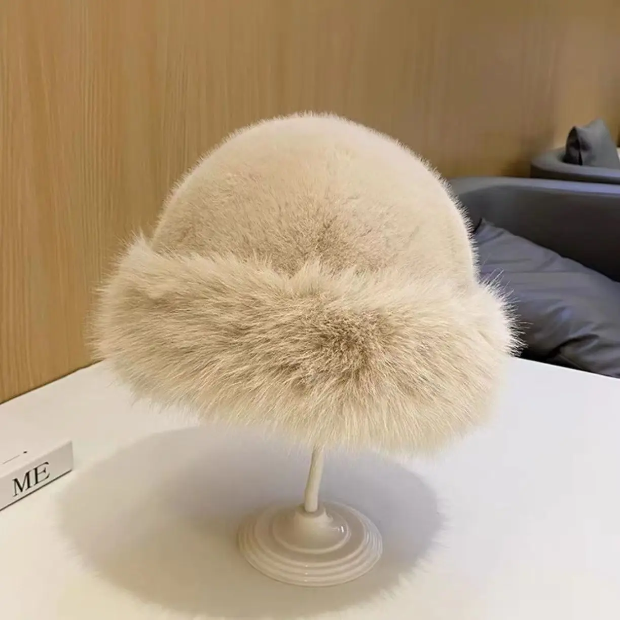 Korean Fashion Hat For Women Winter Thick Warm Imitation Fur Fisherman Hat Luxury Ladies Imitation Mink Fur Mongolia Cap