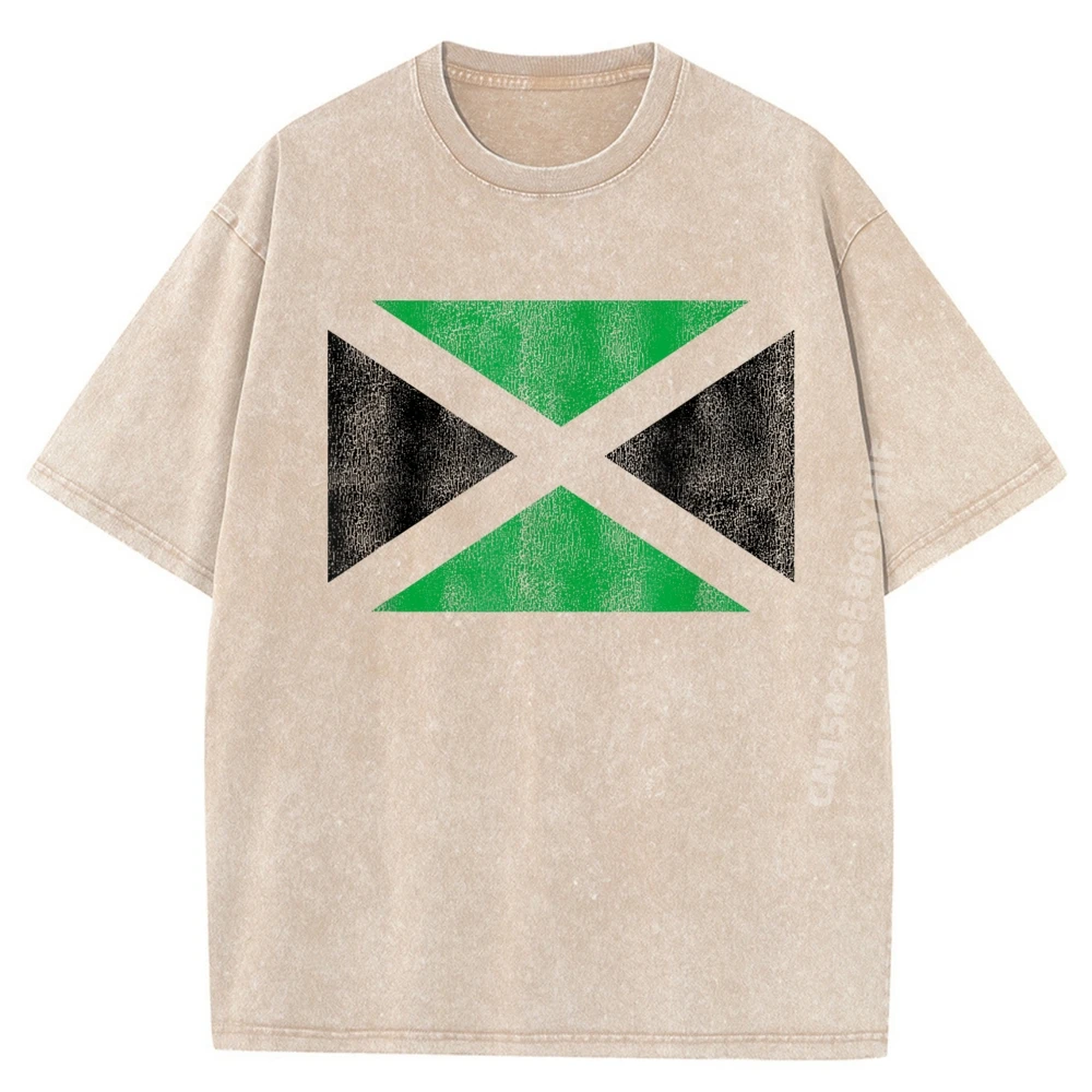 

Latest T Shirt Oversized Short Sleeve Premium Cotton Tops Retro Washed T-shirts Retro Jamaican Flag Of Jamaica Souvenir Tees
