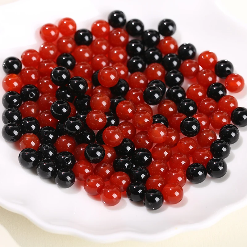 10 Pcs/lot Natural Stone Dark Red Agate Bead Round Loose Spacer Bead 6 8 10mm for Jewelry Making DIY Bracelet Necklace Accessory